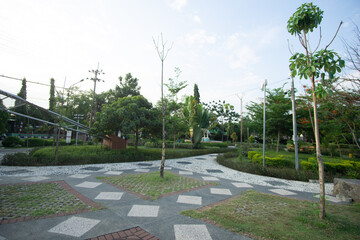 Fototapeta premium a view of a park in the middle of Bojonegoro city which is usually used for playing and relaxing