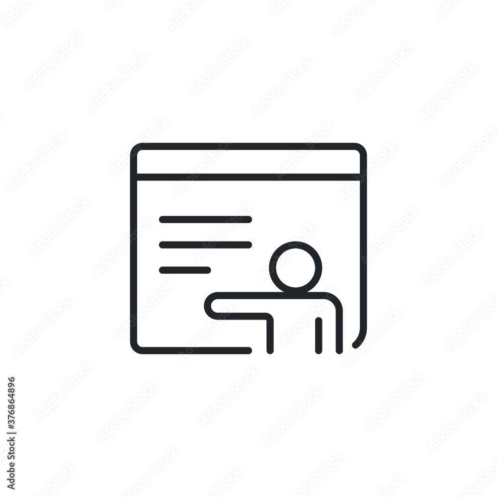 Poster course learning, mentor, tutor webinar icon. web education technology program in virtual online lear