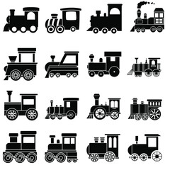 Children's train icon Vector set. public transport illustration sign collection. railroad symbol. 