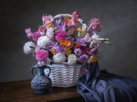 Still life with luxurious bouquet of flower