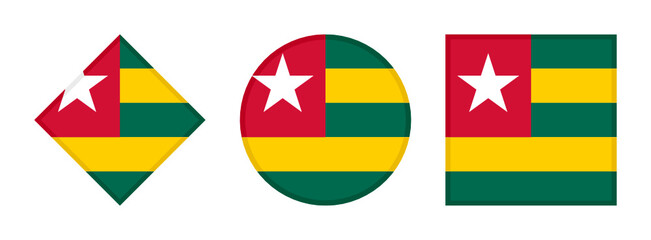togo flag icon set. isolated on white background
