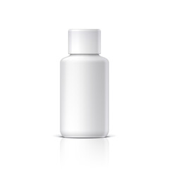 Cool Realistic White plastic bottle. Product Packing medicine. Various fluids Vector Illustration