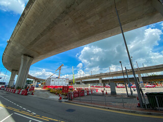 bridge over construction site in the city 