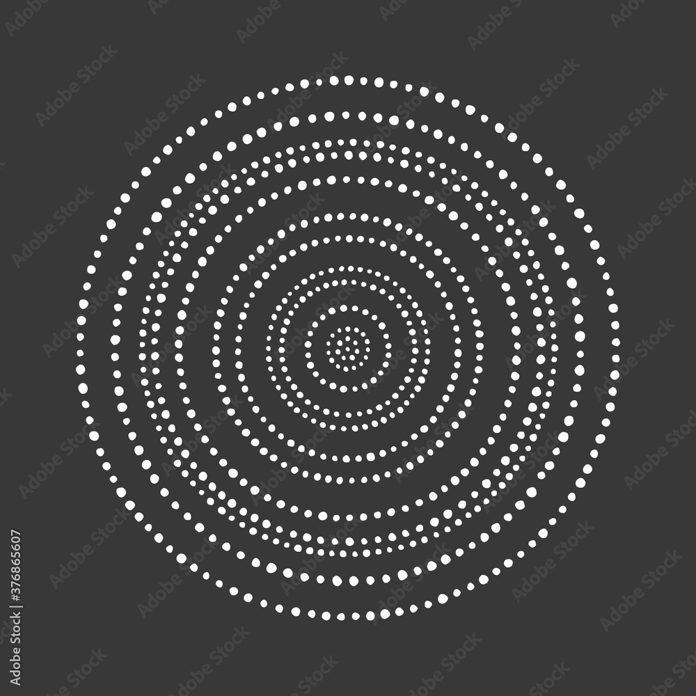 Aufkleber winter round snow frame made of hand drawn dots, beads, dot snowflakes. simple circle shapes set of 