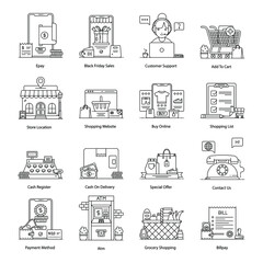 
Shopping and Delivery line Icons Pack 
