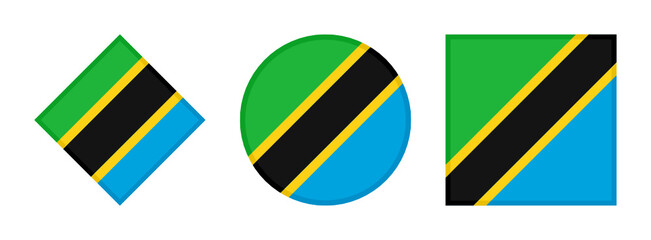 tanzania flag icon set. isolated on white background
