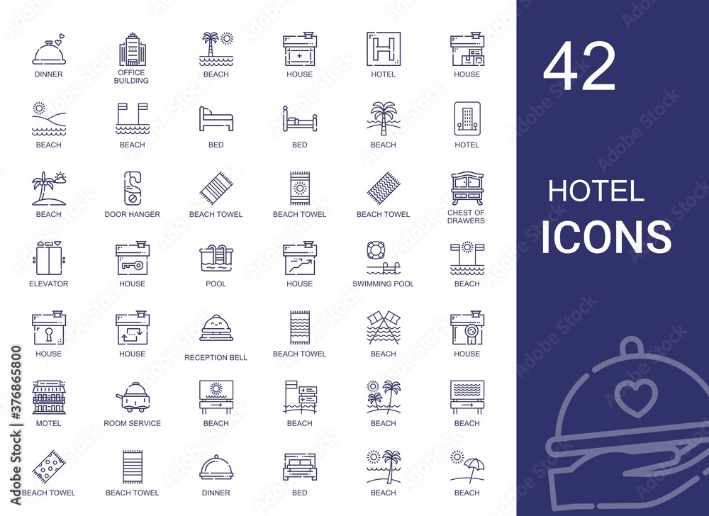 Poster hotel icons set