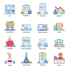 
Pack of Finance Flat Icons 
