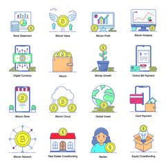 
Pack of Bitcoin Flat Icons 
