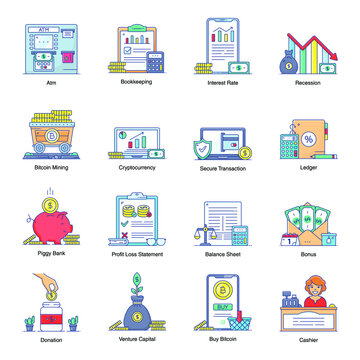 
Pack of Finance Flat Icons 
