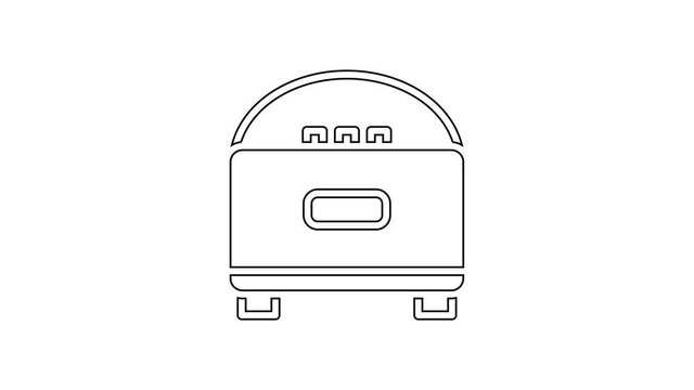 Black line Stereo speaker icon isolated on white background. Sound system speakers. Music icon. Musical column speaker bass equipment. 4K Video motion graphic animation.