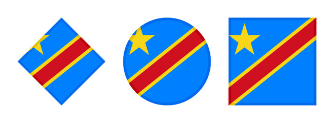 dr congo flag icon set. isolated on white background
