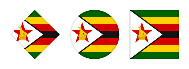 zimbabwe flag icon set. isolated on white background
 - obrazy, fototapety, plakaty