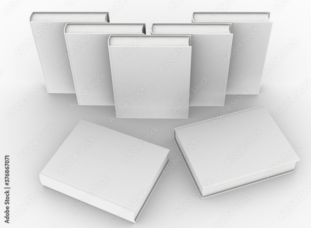 Poster template empty book mockup set white background , 3d rendering