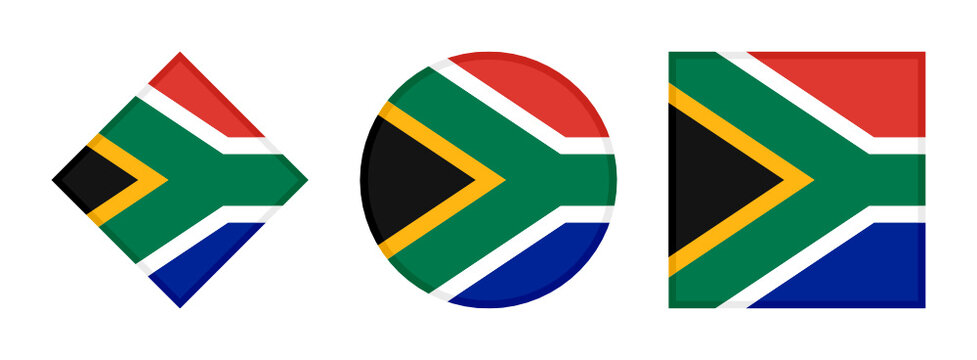 south africa flag icon set. isolated on white background

