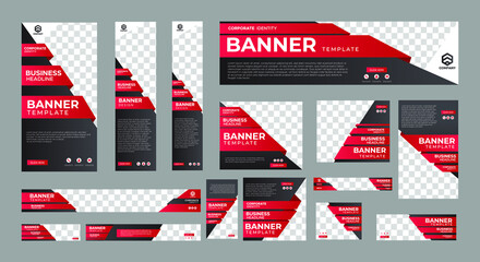 set of creative web banners of standard size with a place for photos. Vertical, horizontal and square template. vector illustration EPS 10