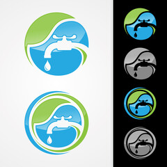 Eco plumbing company logo vector concept