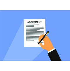 hand signing agreement paper, contract, deal, signature