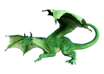 3D Rendering Fairy Tale Dragon on White