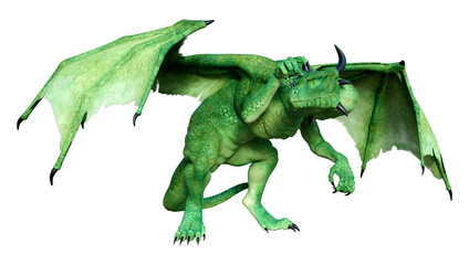 3D Rendering Fairy Tale Dragon on White