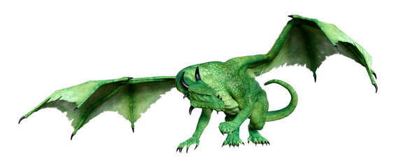 3D Rendering Fairy Tale Dragon on White