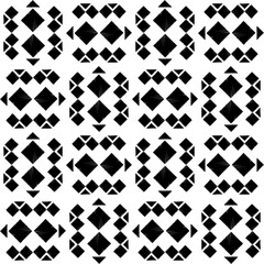 Mosaic with geometric shapes. Seamless pattern. Design with manual hatching. Textile. Ethnic boho ornament. Vector illustration for web design or print.