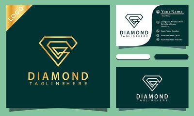 Letter G Diamond Jewelry logo design vector illustration, minimalist elegant, modern company business card template
