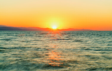 Naklejka na ściany i meble Sunrise on The black sea coast . southern Crimean coast.