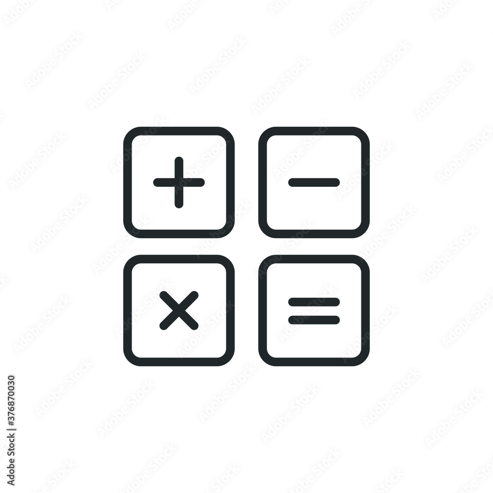 Poster calculator line icon. calculate flat outline symbol for web site and mobile app. vector illustration