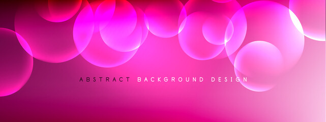 Vector abstract background liquid bubble circles on fluid gradient with shadows and light effects. Shiny design templates for text