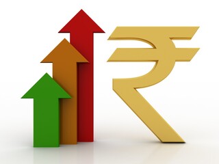 Rupee currency . 3D rendering illustration