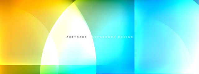 Vector abstract background - circle and cross on fluid gradient with shadows and light effects. Techno or business shiny design templates for text