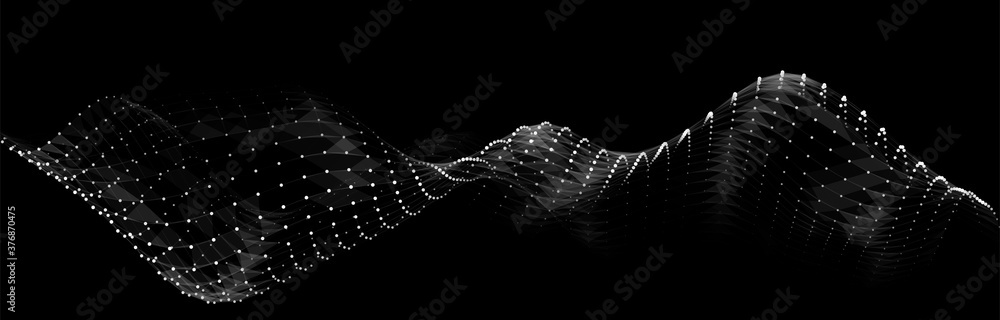 Poster vector polygonal space with dots and lines. triangular structure. background concept for your design