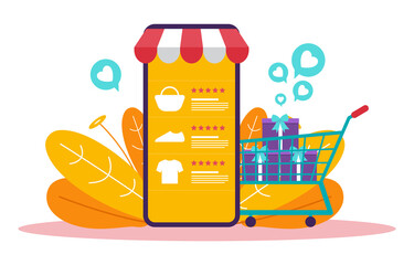 Digital Marketing Commerce Mobile Shopping Internet Web Analysis Illustration