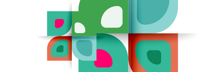 Set of vector modern geometric abstract backgrounds with repeating abstract round shapes patterns and shadow effects