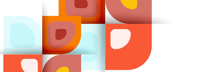 Fototapeta premium Set of vector modern geometric abstract backgrounds with repeating abstract round shapes patterns and shadow effects