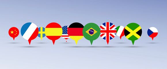 mondo, bandiere, europa, lingue	
