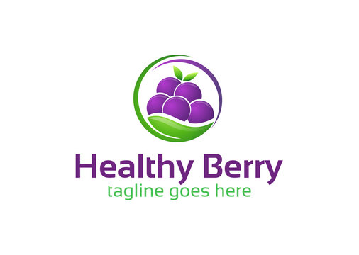 Healthy Berry Fruit Logo Design Template