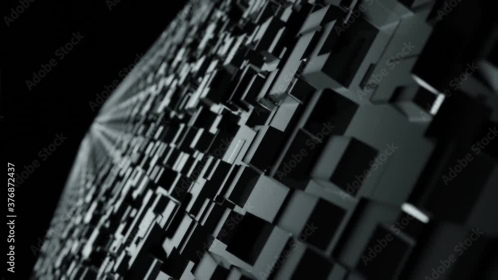 Poster abstract geometric digital dark blocks background 3d rendering