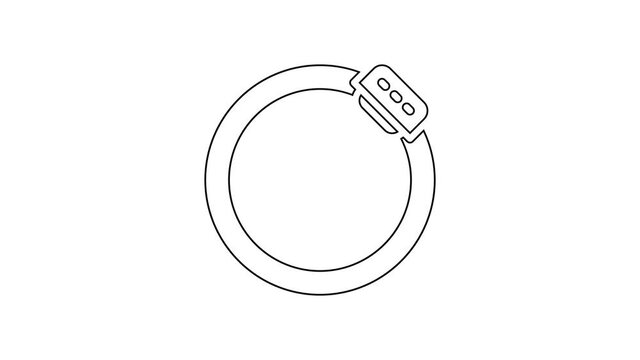 Black line Bicycle brake disc icon isolated on white background. 4K Video motion graphic animation.