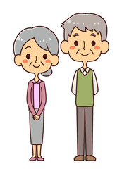 シニア夫婦　全身　イラスト