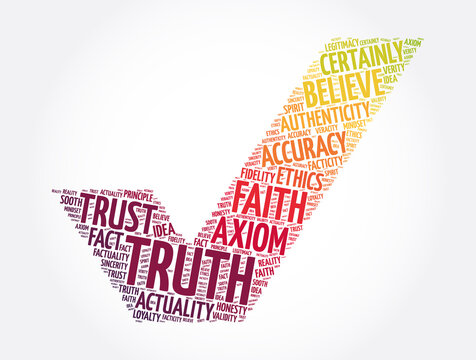 Truth check mark word cloud collage, concept background