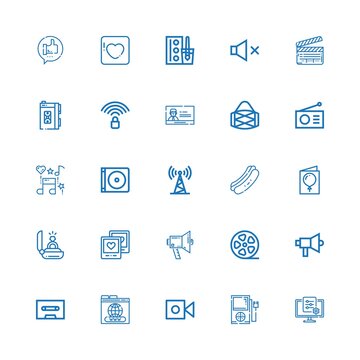 Editable 25 media icons for web and mobile