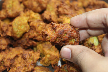 Pakora or pakoda, a traditional and popular Indian vegetarian snack
