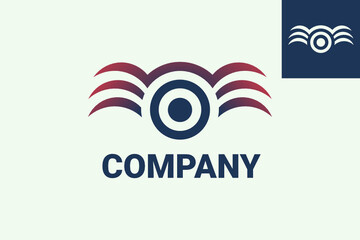 Vector logo with illustration of camera lens or eyes and wings. Usable logos for bird or animal photography, aerial photography, general photography, etc.