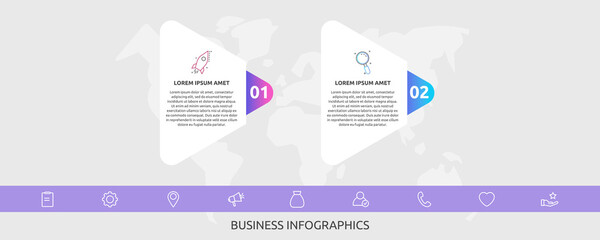 Infographics triangles with 2 steps, labels. Vector template uses for diagram, business, banner, workflow layout, presentations, flowchart, graph, content, processes diagram. Data visualization