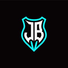 Initial J B letter with shield modern style logo template vector