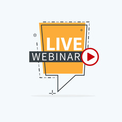 Live Webinar Button, icon, emblem label Vector illustration flat linear badge and banner, scroll, sticker, ribbon, embem, poster.