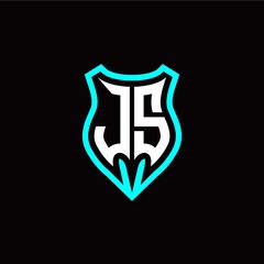 Initial J S letter with shield modern style logo template vector