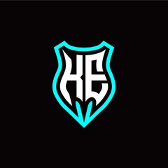 Initial K E letter with shield modern style logo template vector